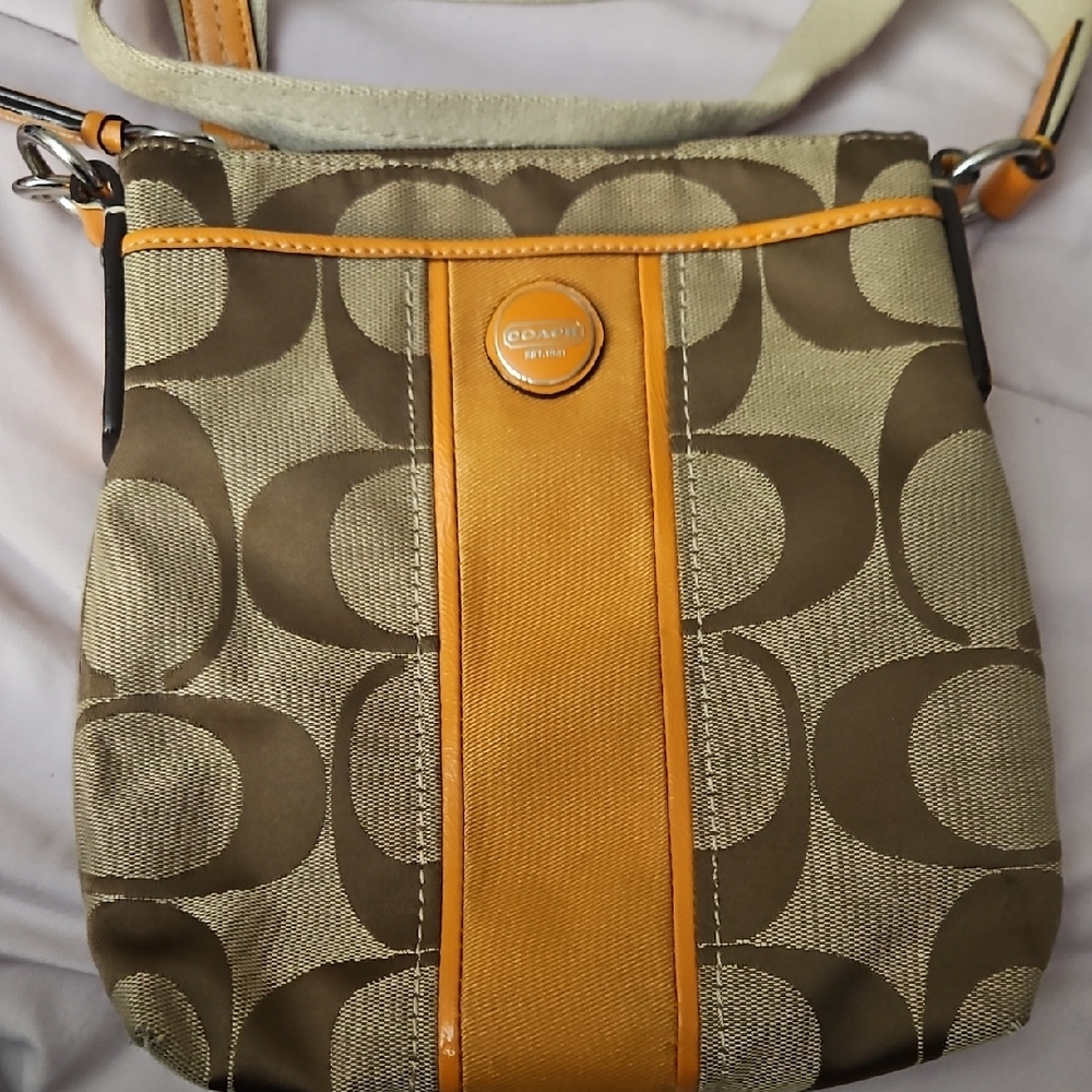 Coach Tan and Orange Crossbody Bag